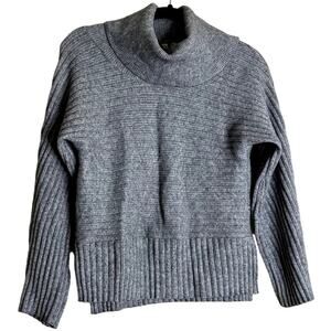 Anthropologie Moth Sweater Pullover Women XS Gray Ribbed Knit Cozy Dark Academia